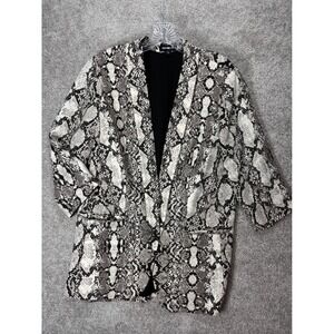 Express Womens XL Snakeskin Print Open Front 3/4 Sleeve Blazer Jacket 06775992
